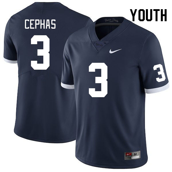 Youth #3 Dante Cephas Penn State Nittany Lions College Football Jerseys Stitched Sale-Retro